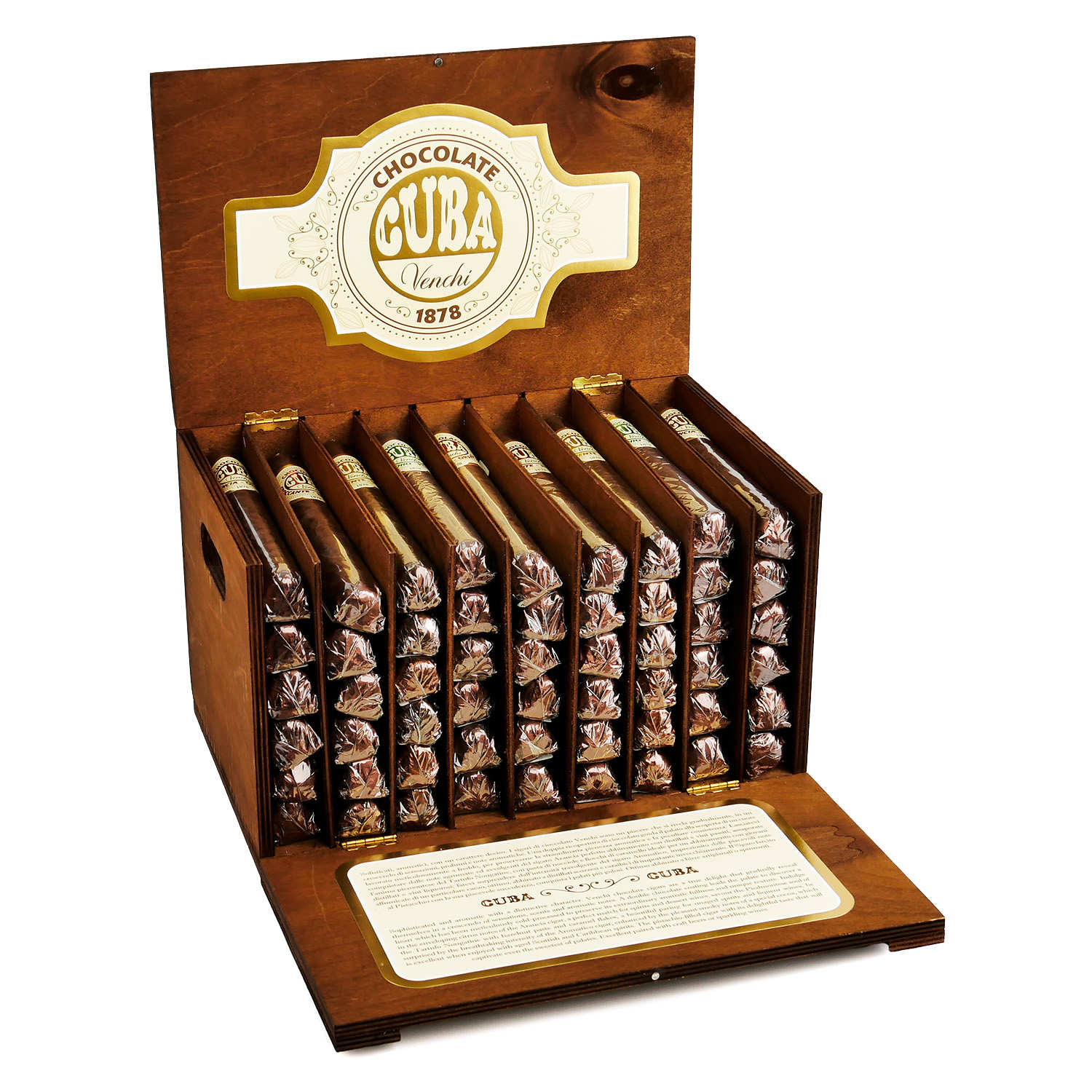 Wooden box with 54 chocolate cigars Venchi