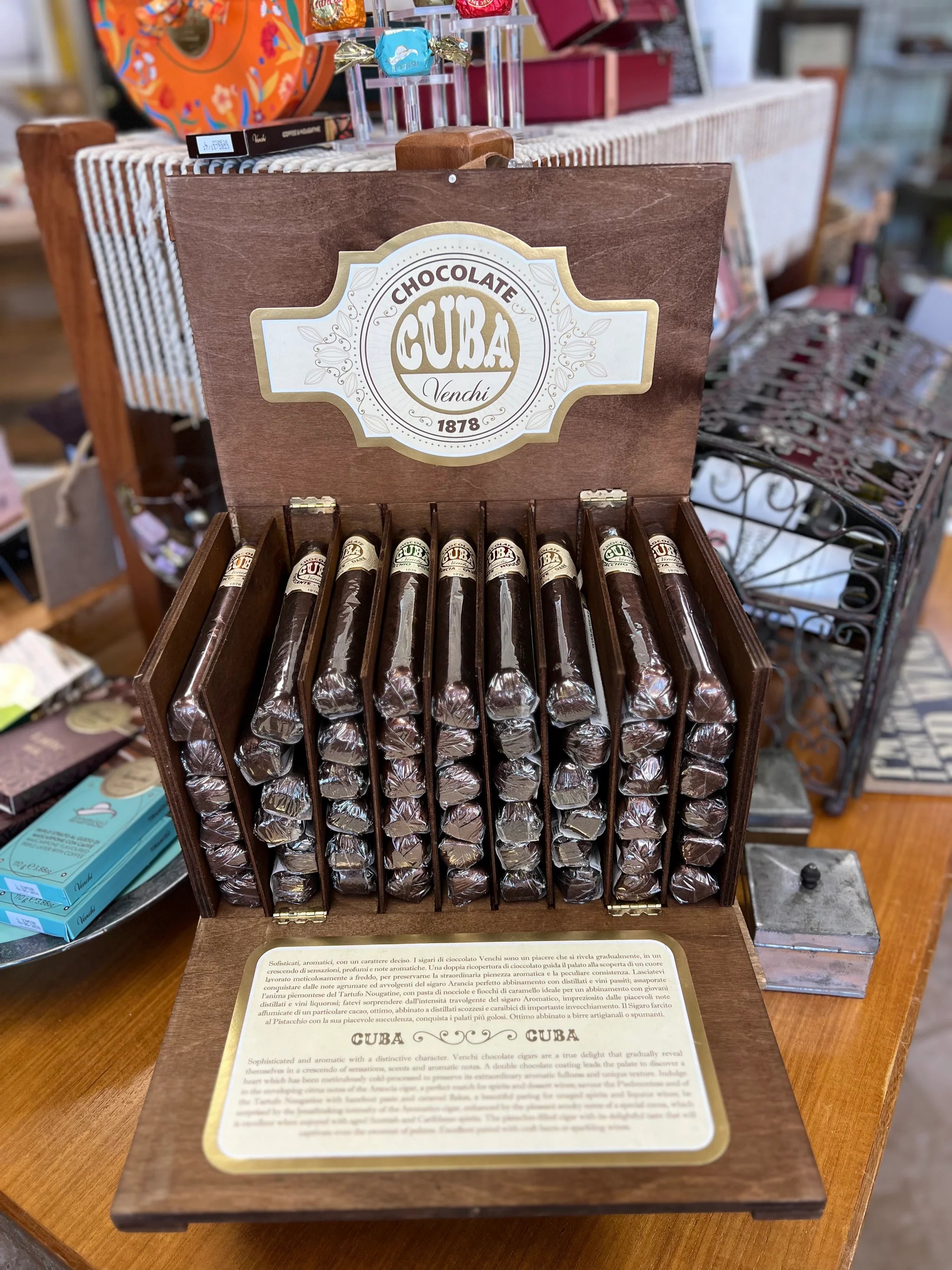 Wooden box with 54 chocolate cigars Venchi