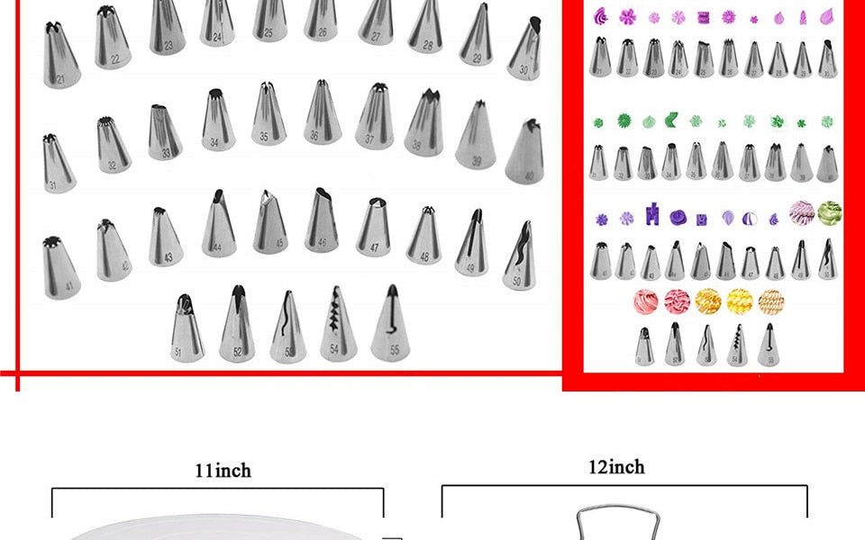 Cake Decorating Tools Kit Turntable Pastry Nozzles For Cream Confectionery Bags Icing Piping Nozzles Tips Baking Tools For Cakes