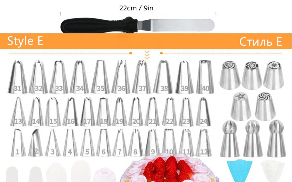 Cake Decorating Tools Kit Turntable Pastry Nozzles For Cream Confectionery Bags Icing Piping Nozzles Tips Baking Tools For Cakes
